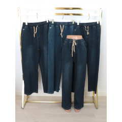 Трендові жіночі джинси палаццо р.3XL-7XL талія на резинці та шнурівці Kenalin