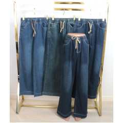 Трендові жіночі джинси палаццо р.XL-4XL талія на резинці та шнурівці Kenalin