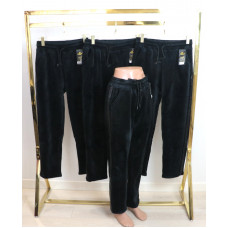 Велюрові жіночі штани на хутрі зі шкіряним лампасом р. 4XL-8XL Kenalin