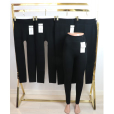 Зимові чорні лосини на щільному хутрі в рубчик з широким поясом безшовні 48\54 Kataya