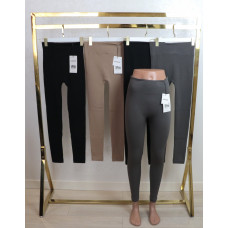 Зимові чорні безшовні лосини на хутрі в рубчик з широким поясом р.42\48 Kataya