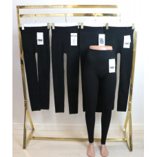 Зимові чорні лосини на щільному хутрі в рубчик з широким поясом безшовні 42\48 Kataya