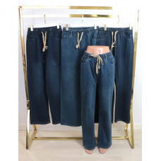 Трендові жіночі прямі джинси р.3-10XL талія на резинці та шнурівці Ластівка