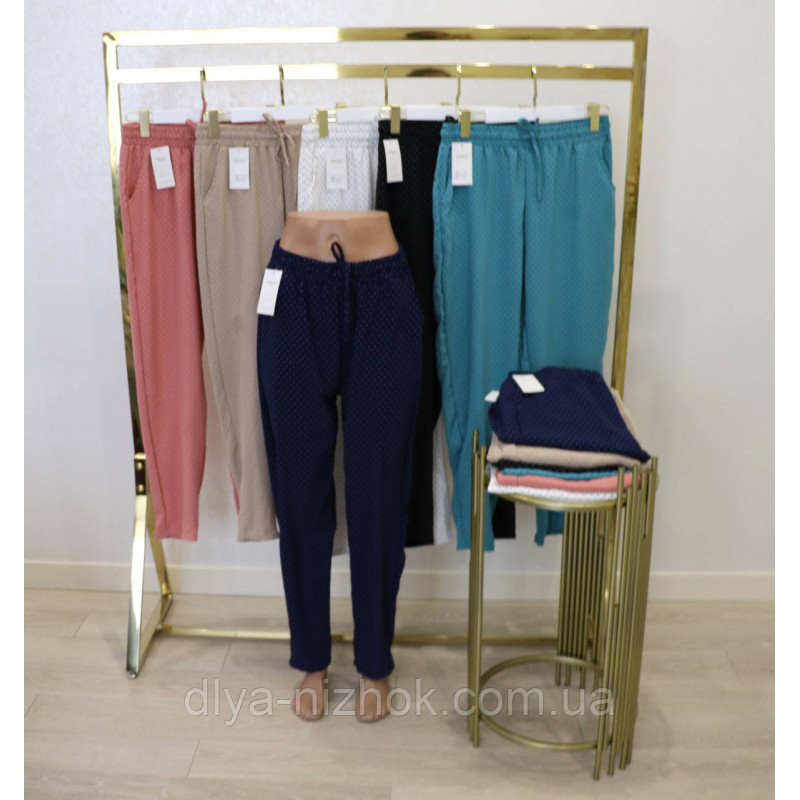 Купити Жіночі   штани в мілкий горох  ,  пояс на резинці   р. 2XL-6XL Kenalin оптом