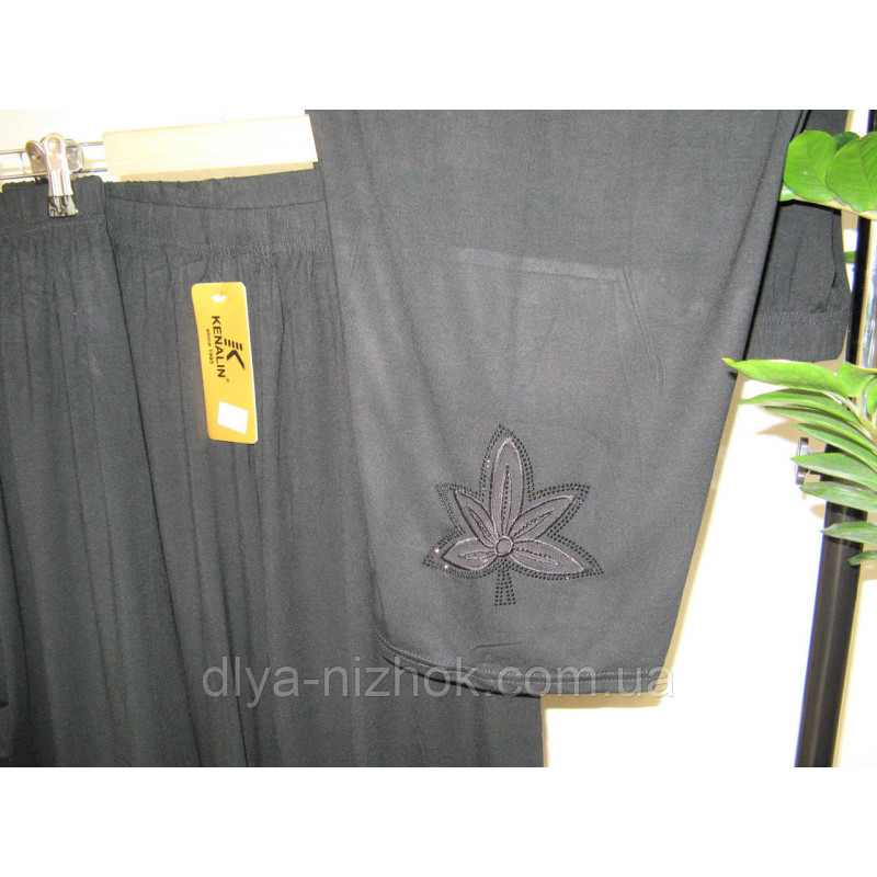 Купити Трикотажні бриджі з декором на нозі жіночі, р. 3XL до 8XL. 