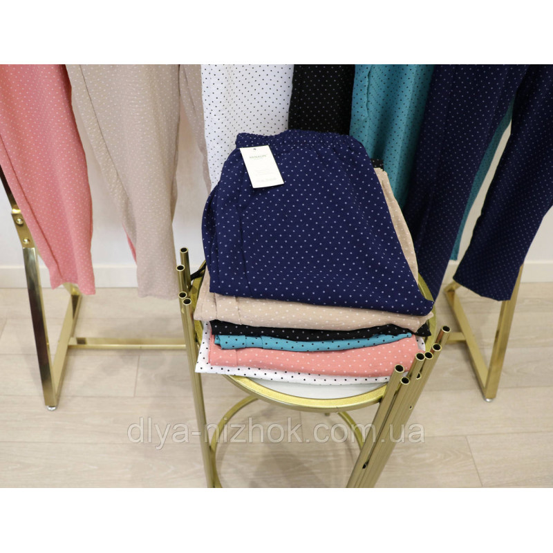 Купити Жіночі   штани в мілкий горох  ,  пояс на резинці   р. 2XL-6XL Kenalin оптом