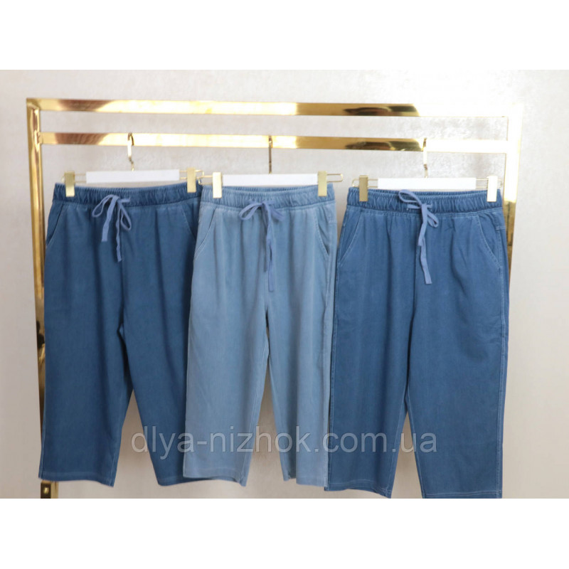 Купити Жіночі  джинсові капрі на шнурівці та  карманами     (р.3XL-6XL ) Kenalin оптом