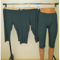 Жіночі трикотажні бриджі капрі зелені літні (р.50-60) Батал