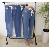 Джинси   жіночі демісезонні  з зав'язками на поясі , р.31-36 Золото