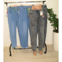 Джинси жіночі стрейч сині та сірі із закотом Батал р.30- 36 KENALIN