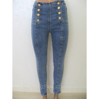 Модні жіночі джинси стрейч Норма від 25 до 29 розміру із завищеною талією сині Ластівка