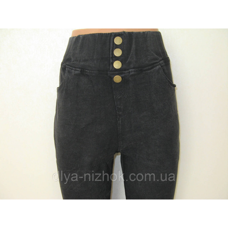 Купити Жіночі лосини  , р.3-5XL джинсові, із завищеною талією й ґудзиками  Ластівка оптом