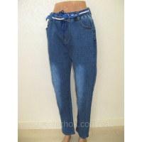 Джинси жіночі стрейч сині класика з яскравим ременем батал 30-36 KENALIN