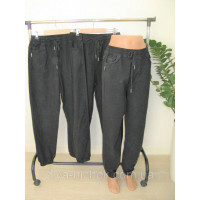 Жіночі джинси р. 3XL-5XL із зав'язками на поясі та манжетом Ластівка