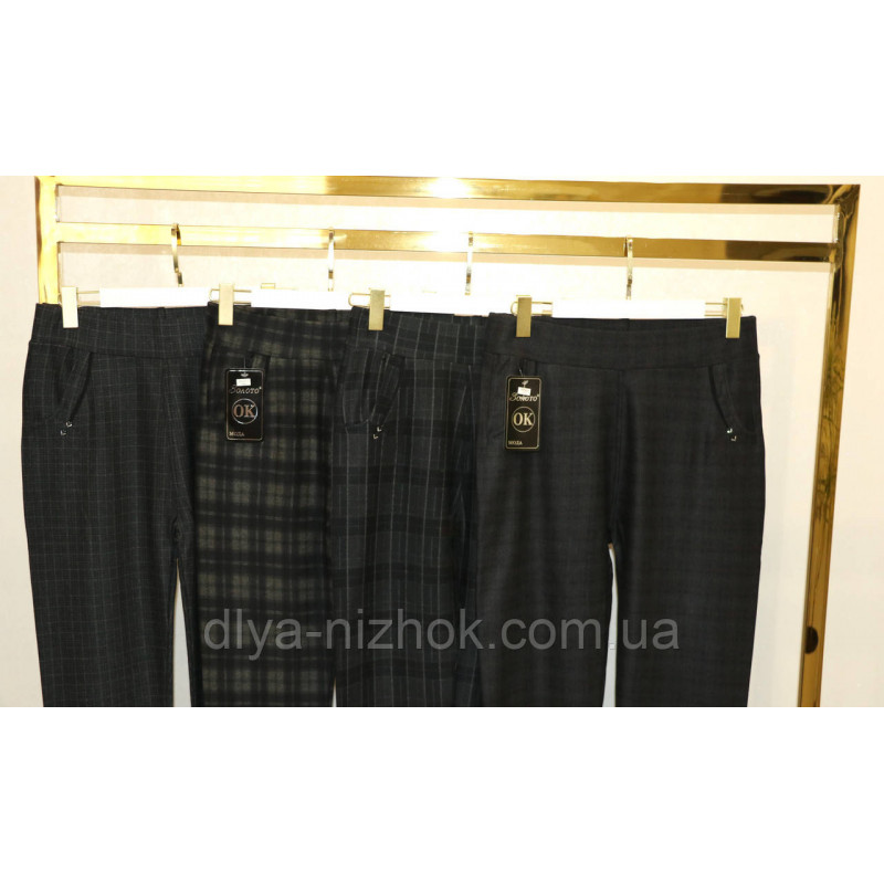 Купити Жіночі  брюки  з  карманами 5-7 XL   в клітинку  Золото оптом