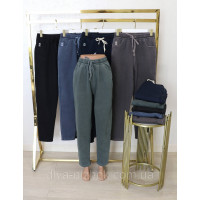 Джинси жіночі на стриженому  хутрі  , з  кишенями  та зав'язками на поясі різні кольори , р.4XL-8XL Kenalin