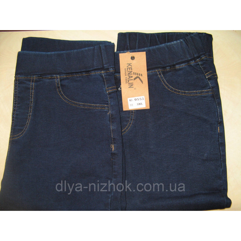 Купити Жіночі лосини  , джинсові,  кишенями, сині 3XL-6XL KENALIN оптом