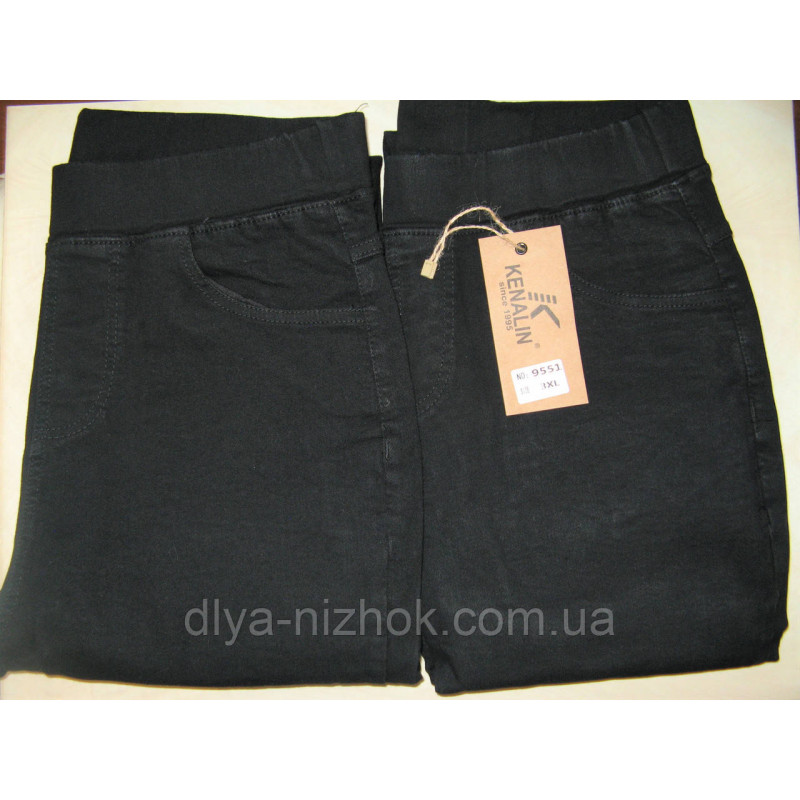 Купити Жіночі лосини  , джинсові,  кишенями, чорні 3XL-6XL KENALIN оптом