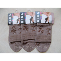 Шкарпетки жіночі капронові Kena бежеві з посиленою п'ятою та візерунком