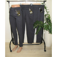 Штани жіночі з красивим декором на поясі на МЕХУ, 2XL-4XL 