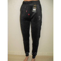 Лосини жіночі велюрові в рубчик на хутрі L-4XL на манжеті Kenalin