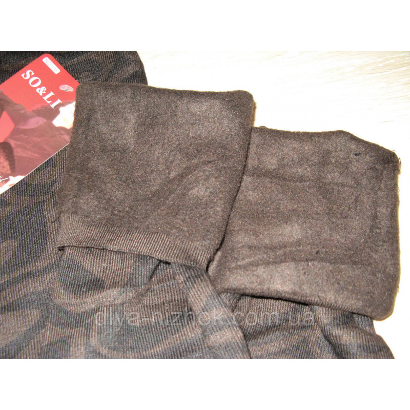 Купити ГАМАШІ жіночі коричневі 3-6XL (В'ЯЗКА + Фліс), SO&LI оптом