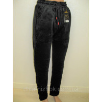 Штани жіночі велюрові на хутрі 2XL — 6XL з блискучою смугою Kenalin