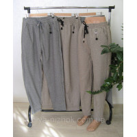 Штани жіночі зимові на хутрі  з дрібним геометричним узором з додаванням вовни  р.3XL-7XL  Kenalin