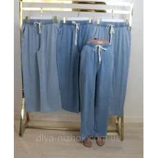 Полегшенні   жіночі  джинси палаццо    р.3-6XL  талія на резинці та шнурівці Kenalin