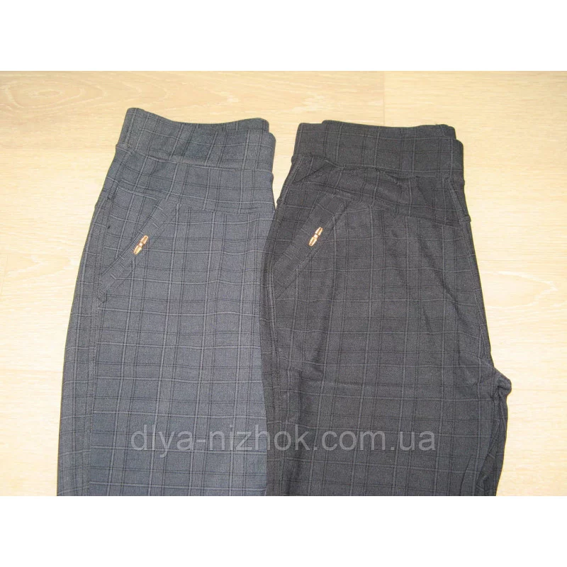 Купити Лосини жіночі, батальні XL — 8XL, в формі штанів, з кишенями в клітинку сірі ККО Польща оптом